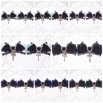 羽　リボン　ヘアクリップ　コウモリ　ヴァンパイア　黒　ハート　レース　推しカラー　推し色　量産型　地雷系　推し活　悪魔　水色　黄緑色　エメラルドグリーン　紫色　ブラック　十字架　サブカル地雷