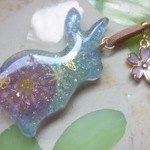 ＊25　🎆夏空の花火・うさぎと蓄光のペンダント🐇