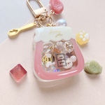 ジャム瓶　オイルキーホルダー  ハンドメイド　レジン　シャカシャカキーホルダー　シェイカー　ビジュー　小梅カラー