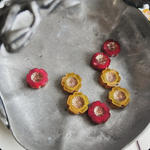 【8コセット】JIRI＊IVANA#czech beads#チェコビーズ　table cut flower14㍉ egg yolk yellow  garnet red/bronze