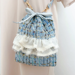 ＊ ツイード フリル 巾着 ショルダーバッグ ＊