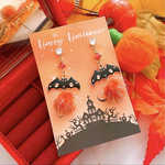 揺れる♪ ハロウィン🎃🦇🕸 コウモリ🦇 パープル ポンポン ジルコニア ハンドメイド ピアス イヤリング レディース アクセサリー