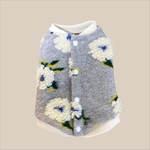 犬服　フリース花柄ボア　バックオープンベスト　背中開き　