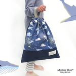星空くじらのＭサイズお着替え袋☆体操服入れ☆体操服袋☆入園入学☆くじら☆星☆男の子☆女の子☆持ち手つき