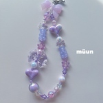 💜🦄推しカラーパープルストラップ　ビーズ　ストラップ　ビーズアクセサリー　iPhoneケース アクセサリー　プラビーズ　プラチェーン  プラパーツ　推しグッズ