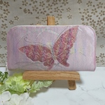 ✨値下げ✨帯リメイク🍂蝶柄ラウンドファスナー長財布