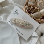 28.可憐シリーズ（ピンク）/刺繍ぱっちんピン/オーバル型7cm