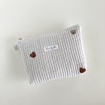 刺繍入りヌビのポーチ　コスメポーチ　文具入れ　小物入れ　マチ4cm