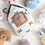 夢のマイホーム　（ぬいぐるみ用お家型ポーチ）ブラックリボン柄