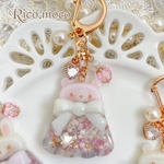 【ピンクくまちゃん】 大人可愛い リバティゼリー オイルシェイカー レジンキーホルダー ハンドメイド リバティ アシュテッド いちご 1点