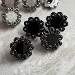 メタルフラワー　サークルボタン ブラック系　Msize　*4pcs(no.41004)
