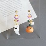 秋カラー　ハロウィンピアス　イヤリング　 チェコビーズ 