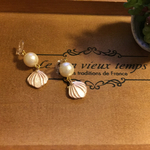 ＊SALE＊ピンクシェルとパールのノンホールピアス
