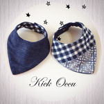 【NEW】デザイナーズflowers✖️ギンガム✖️likeDENIM****ふわもこBib(リバーシブル)