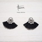 フリンジコットンパールピアス/イヤリング:シルバーブラック PSF1 Bacchus.