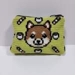 ツヴィスト刺繍の柴犬さんポーチ◆赤柴