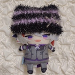 [黒キラ×紫キラ]にじぱぺっと　ぬい帽子　ぬい服　ネコ耳　ニット帽　編み物　10cmぬいぐるみ