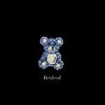 ビーズ刺繍のブローチ　-ブロークンクマ(ブルー)-teddy bear