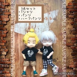ねんどろいどどーる　服　３点セット　プリント黒色Tシャツ（普通丈）&パンツ&ハーフパンツ　no.1