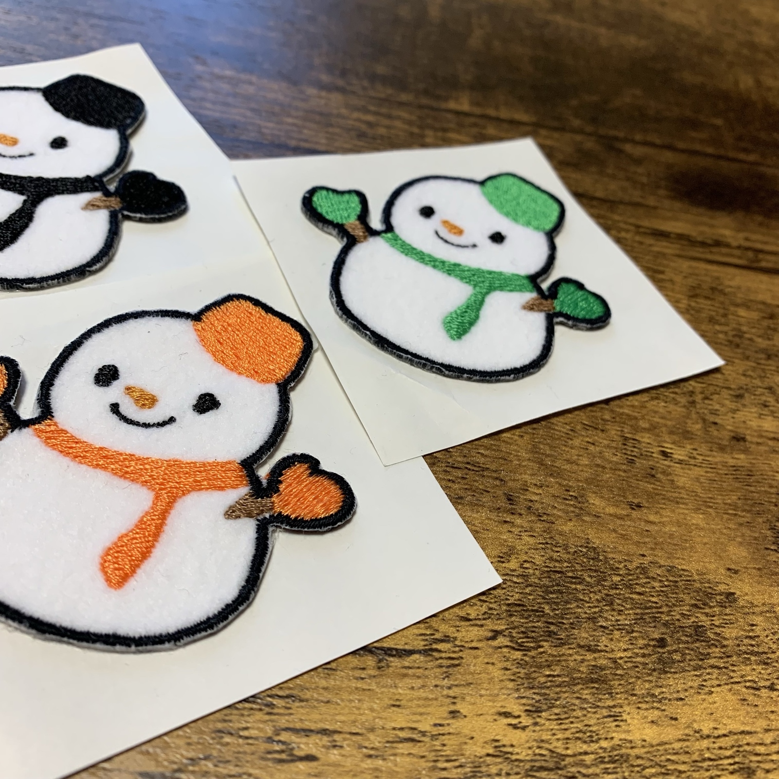 9枚セット Snowman スノーマン ワッペン アイロン シール両用 刺繍 