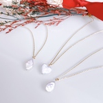 《選べるモチーフ》 淡水パール ハート ドロップ ダイヤ ネックレス 14kgf 金属アレルギー対応 プレゼント クリスマス ギフト 真珠 ペンダント　ハート型　しずく型　雫　ひし型　メディア衣装提供