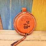 バンビちゃんの茶色ヌメ革のメジャー１．５ｍ＊ダブルステッチ＊レザー巻尺