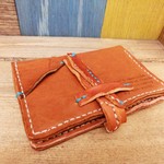 くたくたレザーのカードケース＊１２ポケット＊革＊青ステッチ