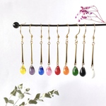 【金属アレルギー対応】揺れてきらめくチェコドロップシンプルピアス/イヤリング/ノンホールピアス　サージカルステンレス　推し活推しカラー