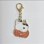 【sale】🎃ハロウィン🎃ねこ&かぼちゃ　みかん　マスクチャーム　ファスナーチャーム　ハロウィンパーティー　かぼちゃ　ペット　首輪　チャーム　猫　犬