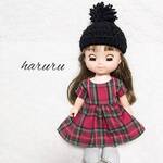 半袖ワンピース　タータンチェックレッド　Ｍサイズ　メルちゃん　ソランちゃん　レミンちゃん　ねねちゃん　服　着せ替え　人形