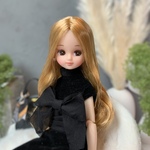 ⭐︎set⭐︎ベロアワンピース+リボンビスチェ　黒　リカちゃん服　リカちゃんアウトフィット