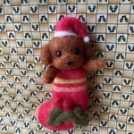 トイプードルのクリスマスマグネット