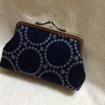 上品ながま口(手のひらサイズ)♡サークルレース(ネイビー)