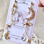 【サンドリヨン】シンデレラ　クリスタル　ハート　月　ガラスの靴　リボン　童話　ピアス　イヤリング　大人かわいい