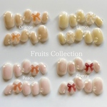 推しカラーフルーツコレクション🍊🍋🍒🍑ネイルチップ/淡色ニュアンス/ちゅるん/リボン/