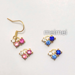 ハートビジューピアス*イヤリング*樹脂ノンホールピアス*