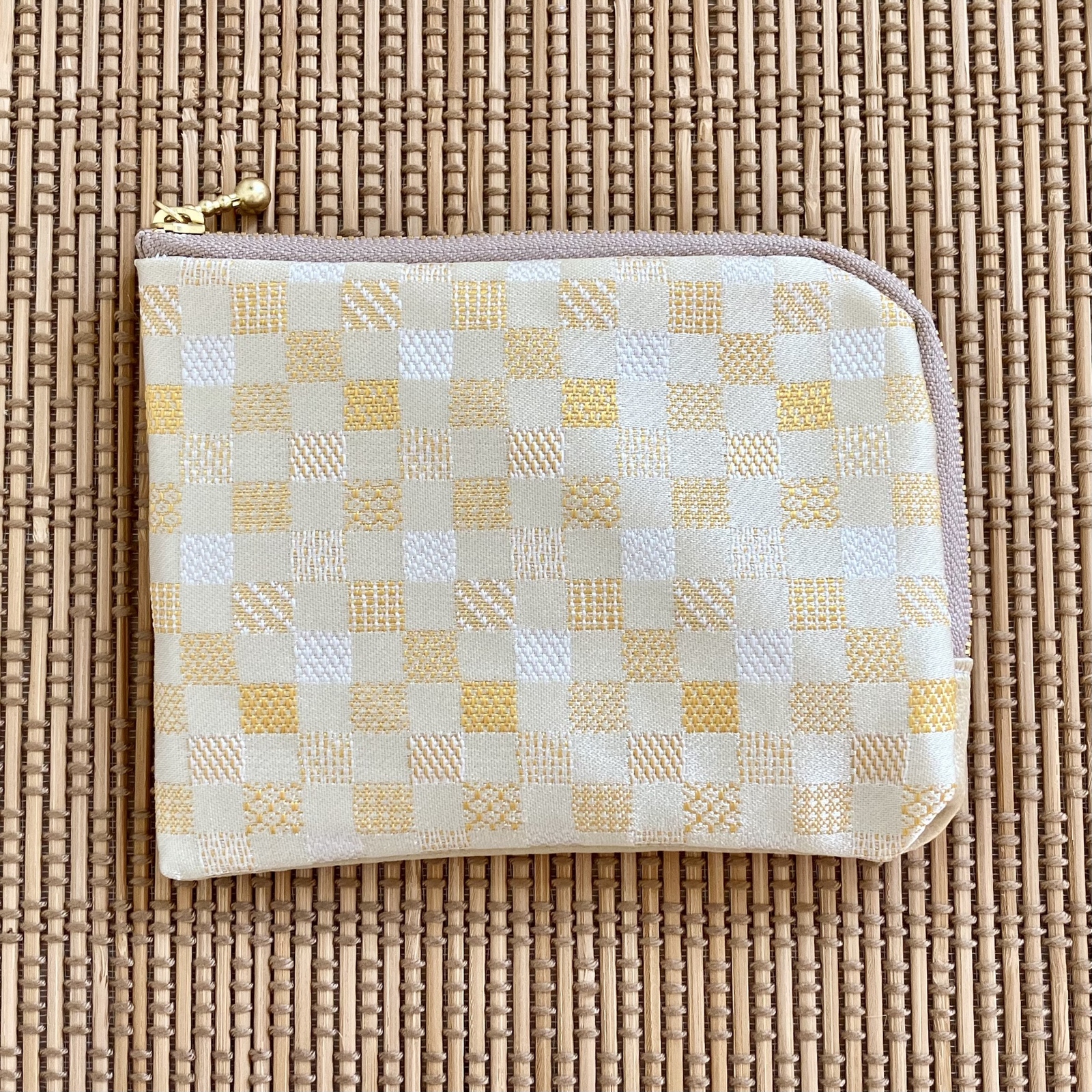 ハンドメイド✨ポーチ市松模様ホワイト系