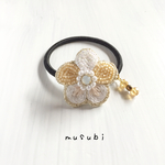 フラワー＊ビーズ刺繍 ヘアゴム