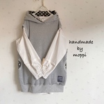 ★フードベスト★グレー×水玉