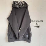 ★ゆったりパーカー★チャコールグレー×水玉