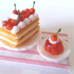 hand:made:ミニチュア：ドールハウス：チェリーのミルフィーユセット：