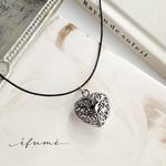 【ifumé】透かしハートの革紐ネックレス ニッケルフリー 金属アレルギー対応 SILVER