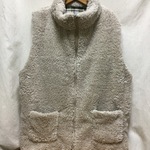 L Lサイズ　モコモコふわふわ暖かメンズベスト（グレー・裏地グリーンチェック）