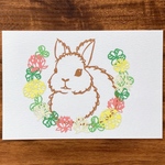 自分で作る切り絵カード『うさぎとたんぽぽ』