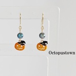 .☆ハロウィン☆* 才能を開花させる ブルーオーラとハットカボチャのピアス（ゴールドカラー）
