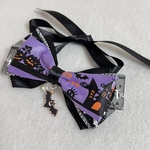 【犬用】ハロウィン　犬リボン　パープル　ハロウィン柄　チョーカー　コウモリ　魔女