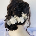 ホワイト　ドライフラワー　髪飾り　かすみ草　紫陽花　成人式　卒業式　結婚式 七五三 前撮り　ヘッドパーツ