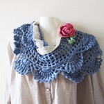 レース＆スカラップのスヌード・ブルー・15A
