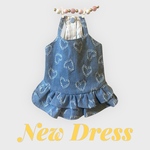 【犬服】ハートデニムのジャンパースカート ブルー