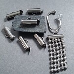 [4pcs] オール ステンレス チューブ型 スライド式 コードエンド シルバー 13mm x 3mm 金具 留め具 サージカルステンレス 金属アレルギー対応